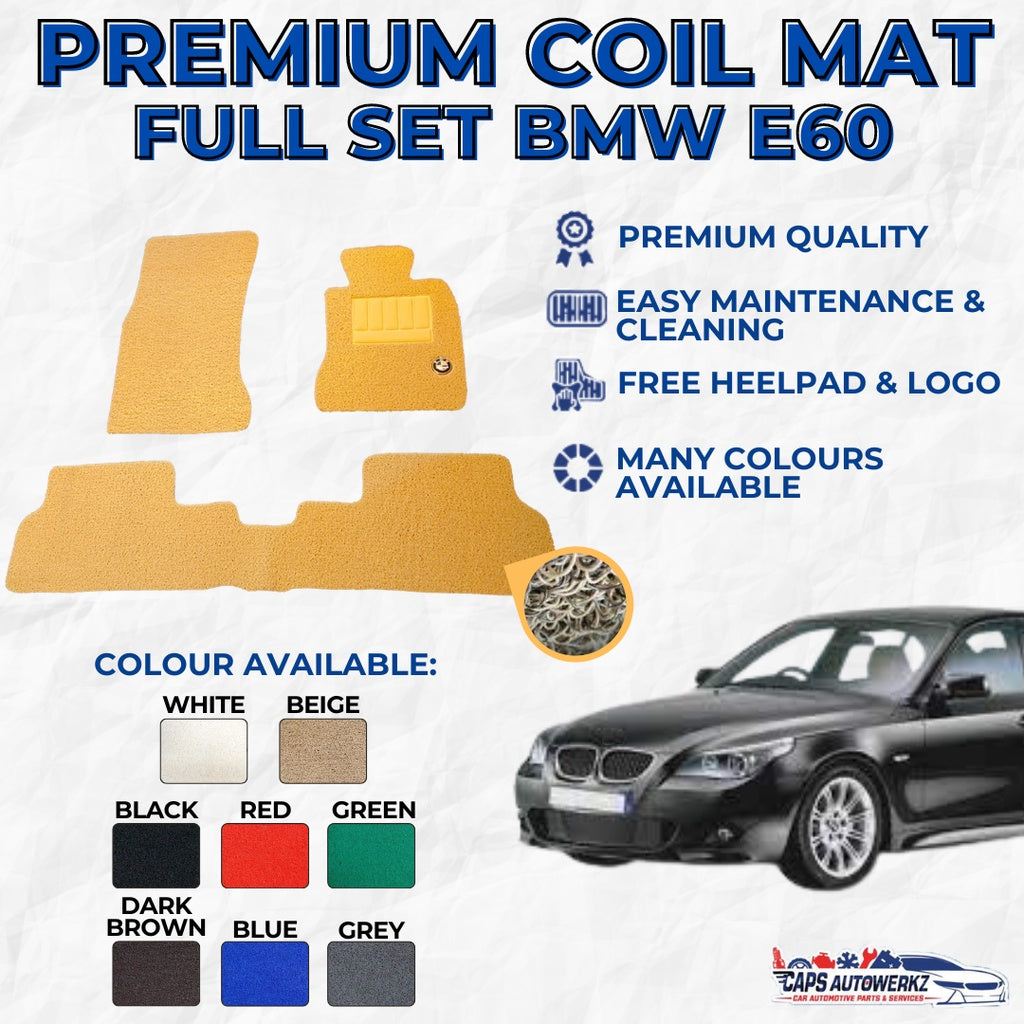 BMW E60 Premium Customized Single Color Coil Car Mats | Car Floor Mats / Carpet Carmat