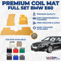 BMW E60 Premium Customized Single Color Coil Car Mats | Car Floor Mats / Carpet Carmat