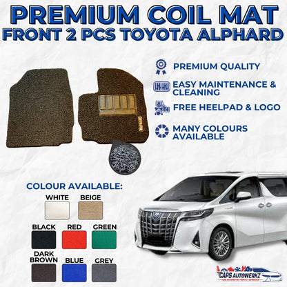 TOYOTA ALPHARD / VELLFIRE Premium Customized Single Color Coil Car Mat Set | Car Floor Mats / Carpet