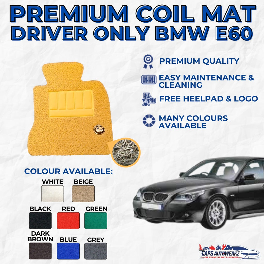 BMW E60 Premium Customized Single Color Coil Car Mats | Car Floor Mats / Carpet Carmat