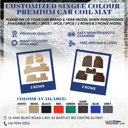 Premium Customized Car Mats Set for All Car Model /Anti-slip Waterproof Mat / Car Coil Mat / PM Car Model & Car Year!