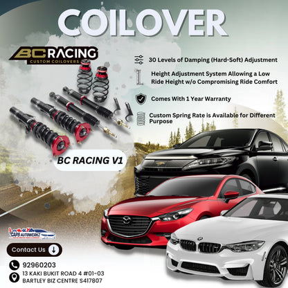 [INSTALL INCLUDED] BC Racing V1 Series Coilover Set SG | Adjustable Suspension | Height Adjustable