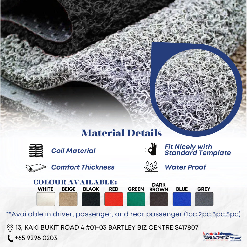 HONDA JAZZ Premium Customized Single Color Coil Car Mats | Car Floor Mats / Carpets