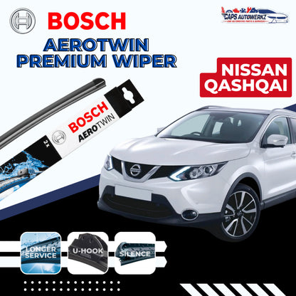 Nissan Qashqai BOSCH Car Front Wiper Set & Rear Wiper | Premium Aerotwin Windshield Wiper Blades