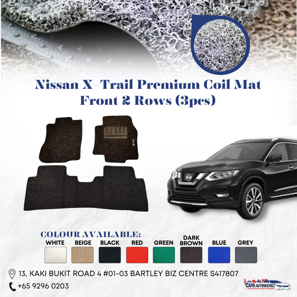 NISSAN X-TRAIL Premium Customized Single Color Coil Car Mats (3pcs) | Car Floor Mats / Carpet Carmat
