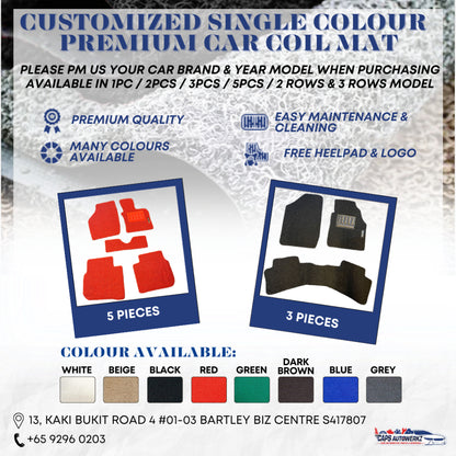 Premium Customized Car Mats Set for All Car Model /Anti-slip Waterproof Mat / Car Coil Mat / PM Car Model & Car Year!