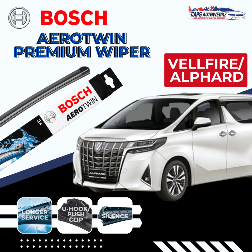 TOYOTA VELLFIRE BOSCH Car Wiper Set & OEM Rear Wiper/ Aerotwin Windshield Premium Wiper Blades