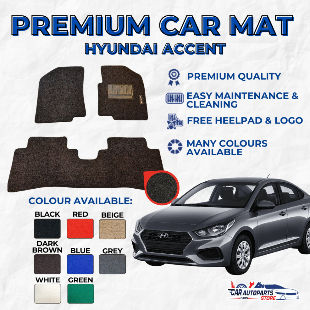 HYUNDAI ACCENT Premium Customized Single Color Coil Car Mats| Car Floor Mats / Carpet Carmat