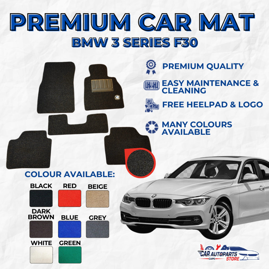 BMW 3 SERIES F30 Premium Customized Coil Car Mat Set (Petrol/ Hybrid) | Floor Mats / Carpet Carmat