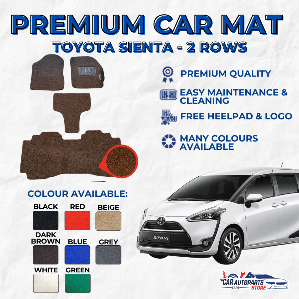 TOYOTA SIENTA Premium Customized Single Color Coil Car Mats | Car Floor Mats / Carpets Carmat