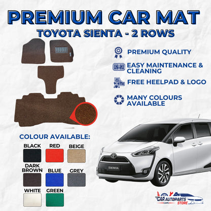 TOYOTA SIENTA Premium Customized Single Color Coil Car Mats | Car Floor Mats / Carpets Carmat