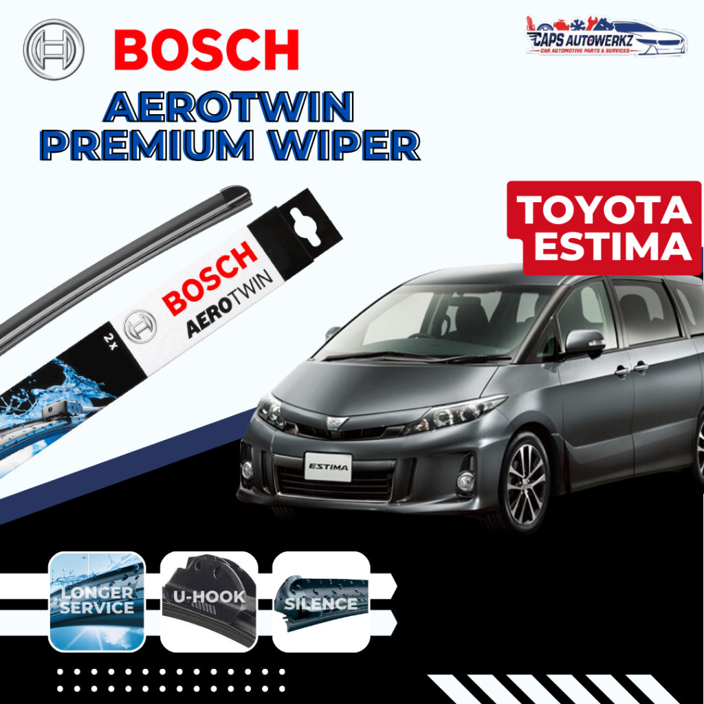 TOYOTA ESTIMA BOSCH Car Front Wiper Set & Rear Wiper | Premium Aerotwin Windshield Wiper Blades