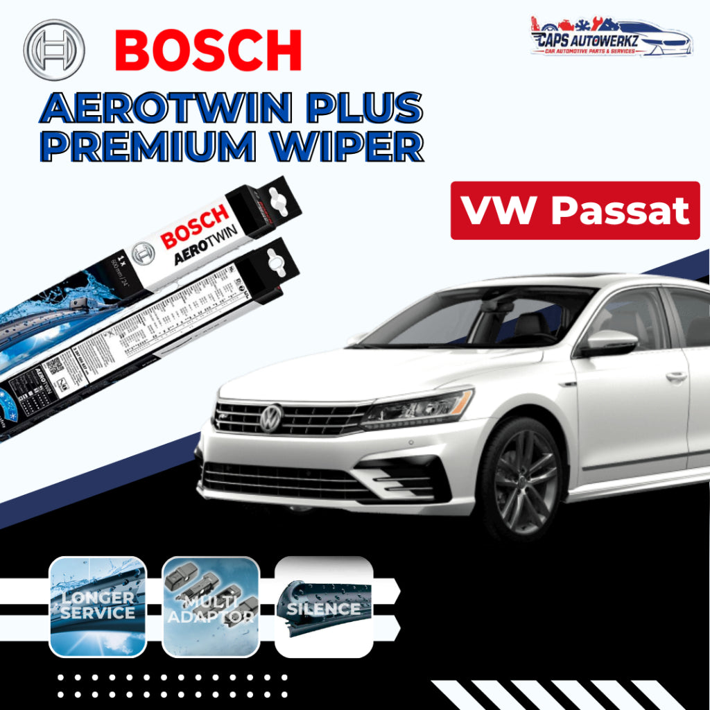 VOLKSWAGEN BOSCH Car Front Wiper Set | Premium Aerotwin Plus | VW Golf Jetta Passat Scirocco