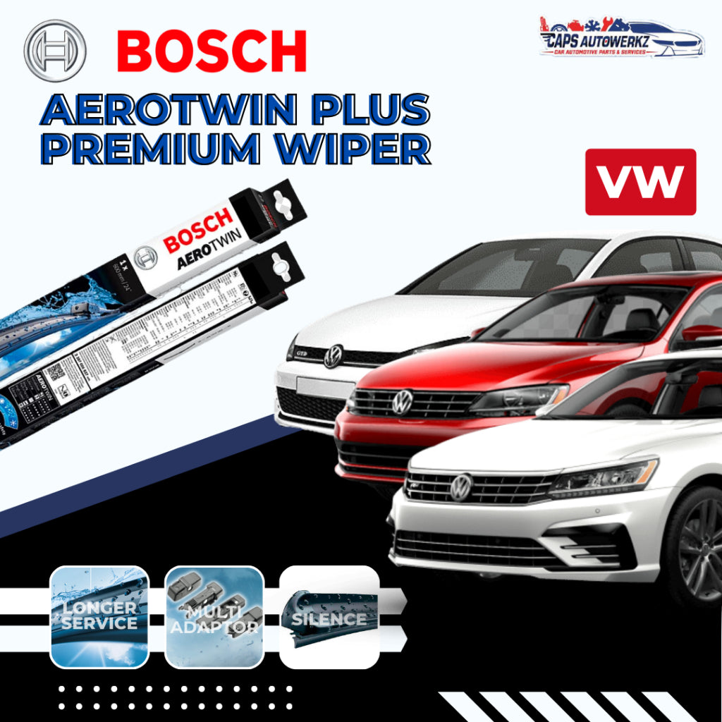 VOLKSWAGEN BOSCH Car Front Wiper Set | Premium Aerotwin Plus | VW Golf Jetta Passat Scirocco