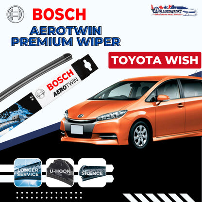 TOYOTA WISH BOSCH Car Front Wiper Set & Rear Wiper | Premium Aerotwin Windshield Blades