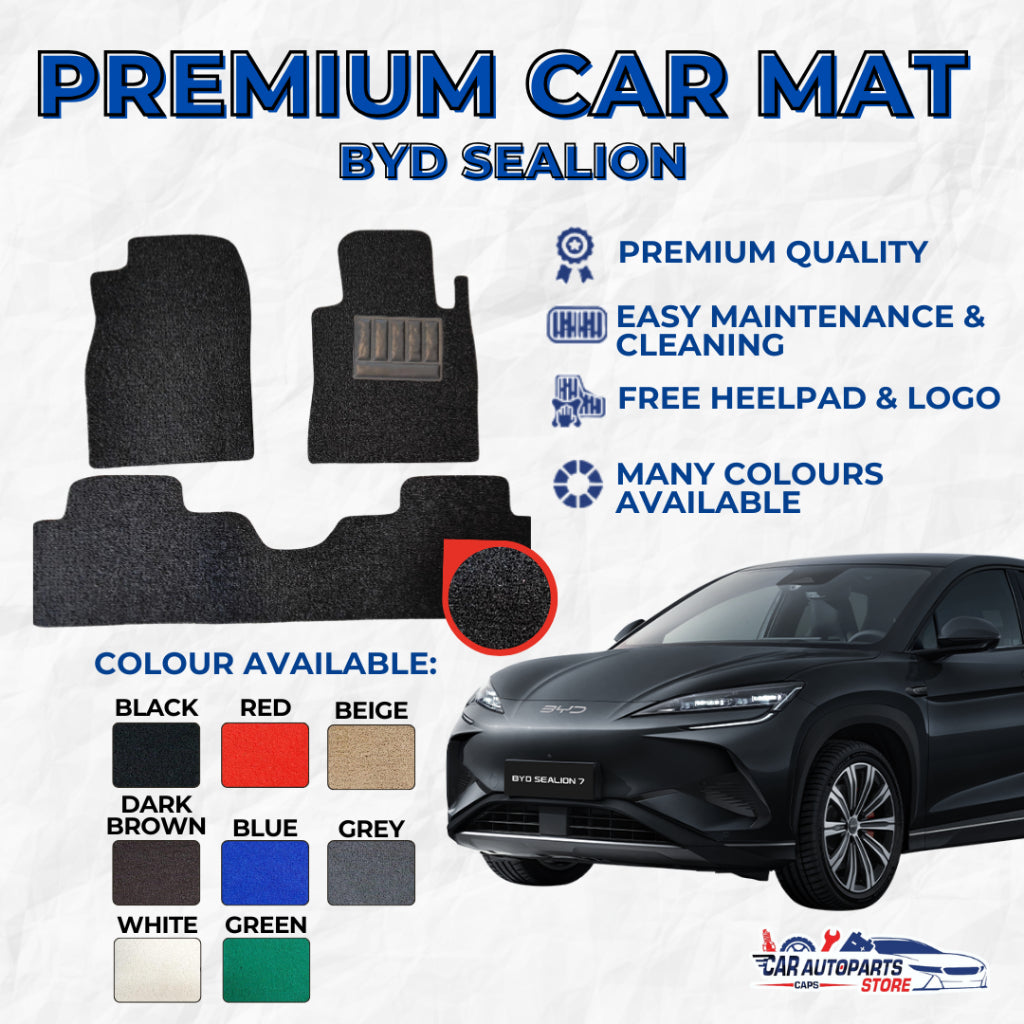 BYD SEALION 7 Premium Customized Single Color Coil Car Mats | Car Floor Mats / Carpet Carmat