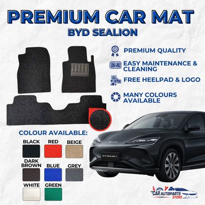 BYD SEALION 7 Premium Customized Single Color Coil Car Mats | Car Floor Mats / Carpet Carmat