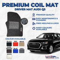 AUDI Q3 Premium Customized Single Color Coil Car Mats | Car Floor Mats / Carpet Carmat Waterproof