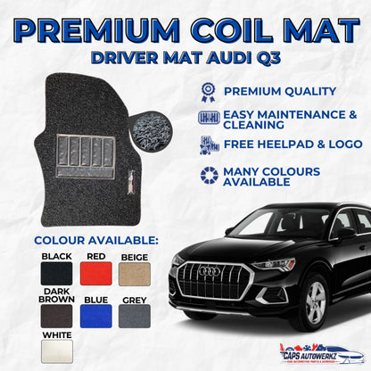 AUDI Q3 Premium Customized Single Color Coil Car Mats | Car Floor Mats / Carpet Carmat Waterproof