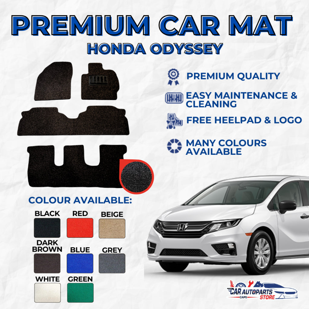HONDA ODYSSEY Premium Customized Single Color Coil Car Mats | Car Floor Mats / Carpet Carmat
