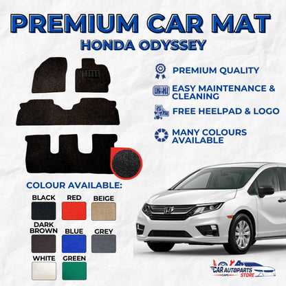 HONDA ODYSSEY Premium Customized Single Color Coil Car Mats | Car Floor Mats / Carpet Carmat
