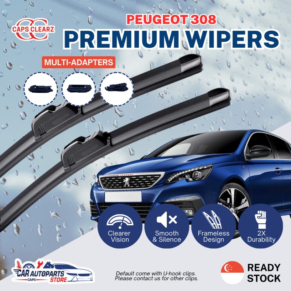 PEUGEOT 308 | CAPS CLEARZ Premium Car Wipers - Front Windshield Wiper Set