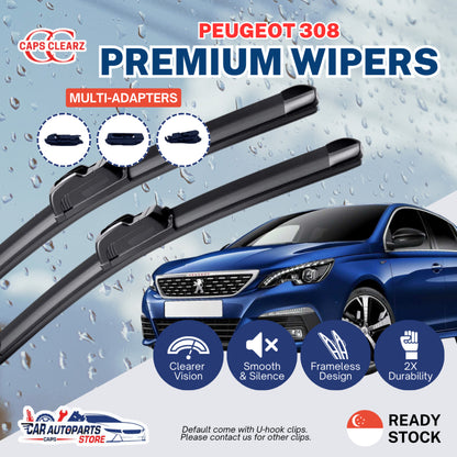 PEUGEOT 308 | CAPS CLEARZ Premium Car Wipers - Front Windshield Wiper Set