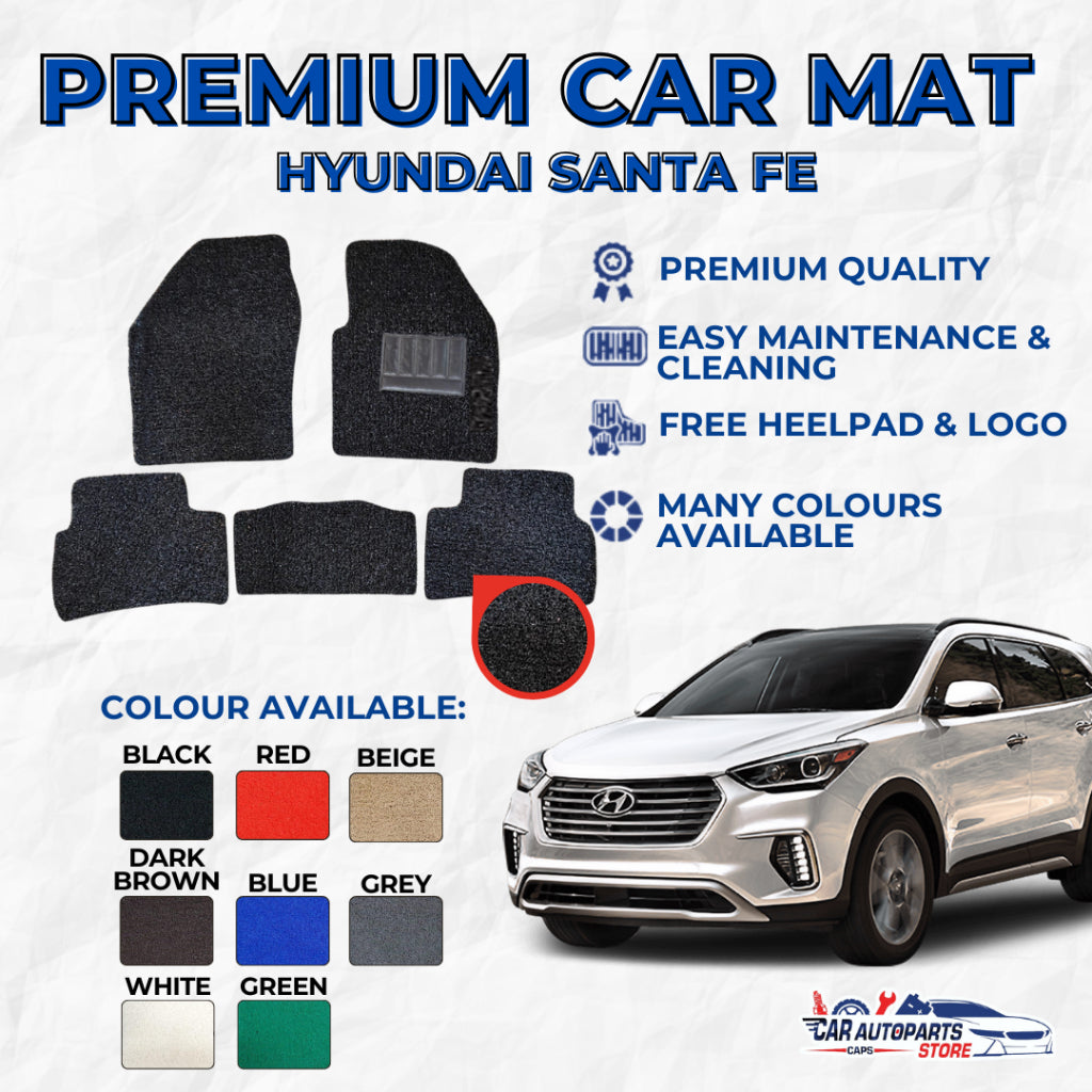 HYUNDAI SANTE FE Premium Customized Coil Car Mats | Car Floor Mats / Carpet Carmat Set