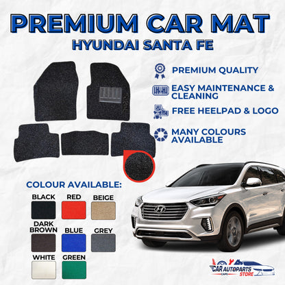 HYUNDAI SANTE FE Premium Customized Coil Car Mats | Car Floor Mats / Carpet Carmat Set