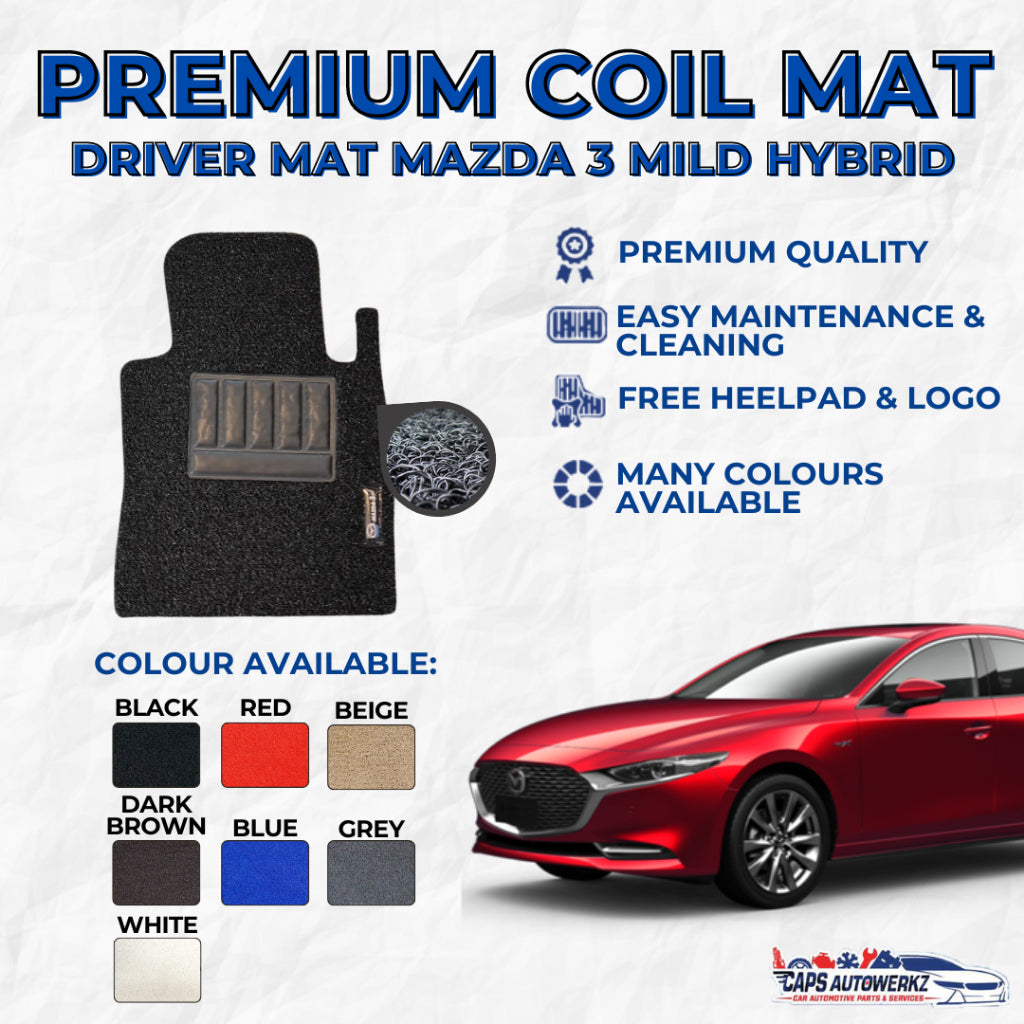MAZDA 3 MILD HYBRID Premium Customized Single Color Coil Car Mats | Car Floor Mats / Carpet Carmat