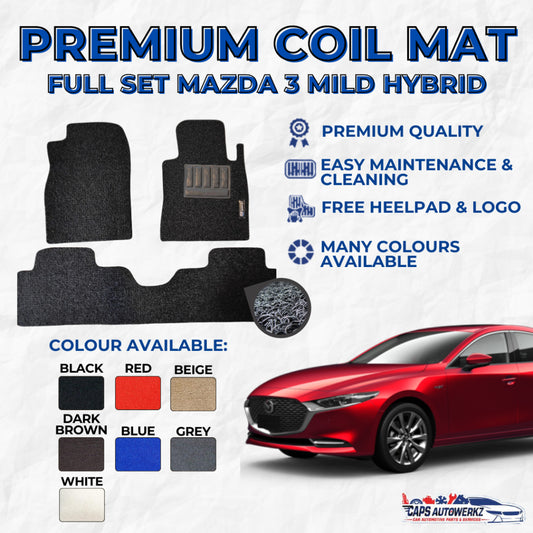 MAZDA 3 MILD HYBRID Premium Customized Single Color Coil Car Mats | Car Floor Mats / Carpet Carmat