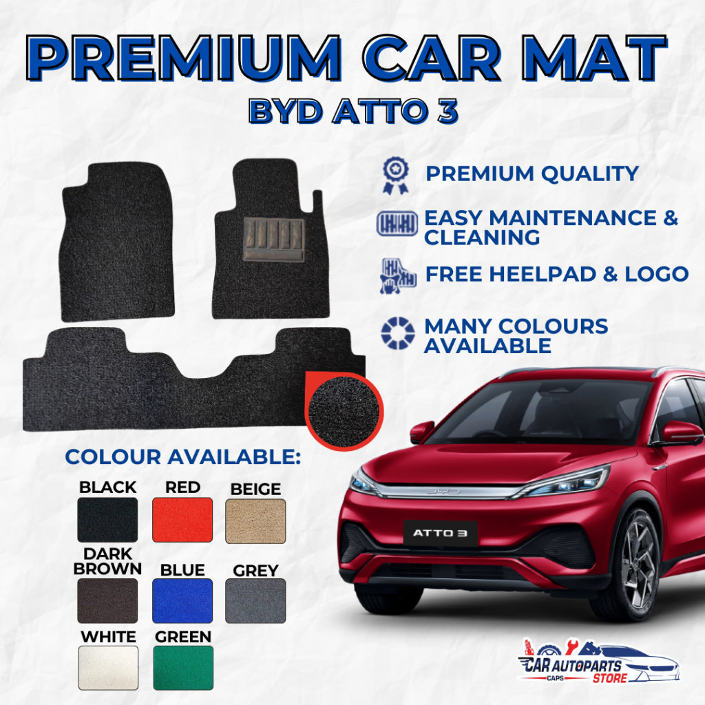 BYD ATTO 3 Premium Customized Single Color Coil Car Mats | Car Floor Mats / Carpet Carmat