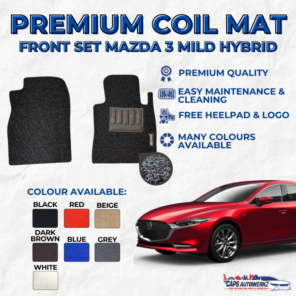 MAZDA 3 MILD HYBRID Premium Customized Single Color Coil Car Mats | Car Floor Mats / Carpet Carmat