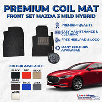 MAZDA 3 MILD HYBRID Premium Customized Single Color Coil Car Mats | Car Floor Mats / Carpet Carmat