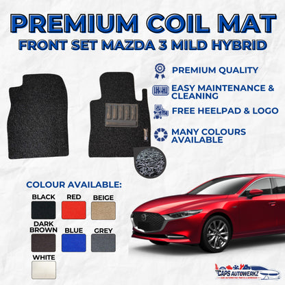 MAZDA 3 MILD HYBRID Premium Customized Single Color Coil Car Mats | Car Floor Mats / Carpet Carmat
