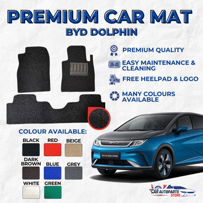 BYD DOLPHIN Premium Customized Single Color Coil Car Mats | Car Floor Mats / Carpet Carmat