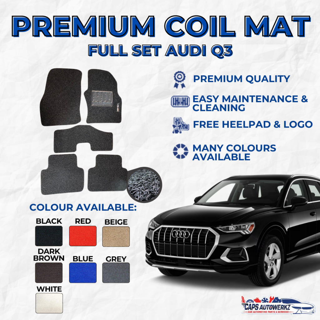 AUDI Q3 Premium Customized Single Color Coil Car Mats | Car Floor Mats / Carpet Carmat Waterproof