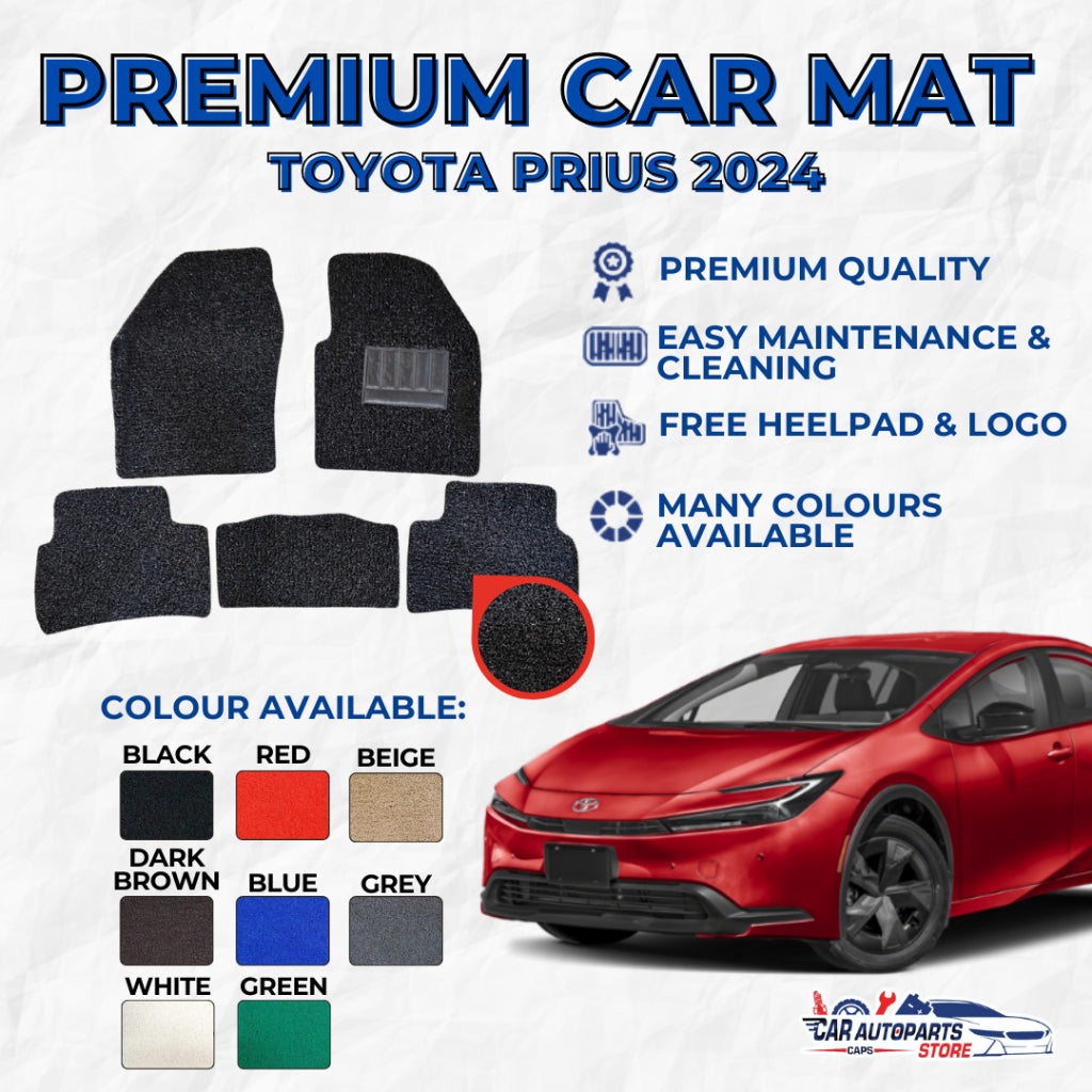 TOYOTA PRIUS Premium Customized Single Color Coil Car Mats (3pcs) | Car Floor Mats / Carpets
