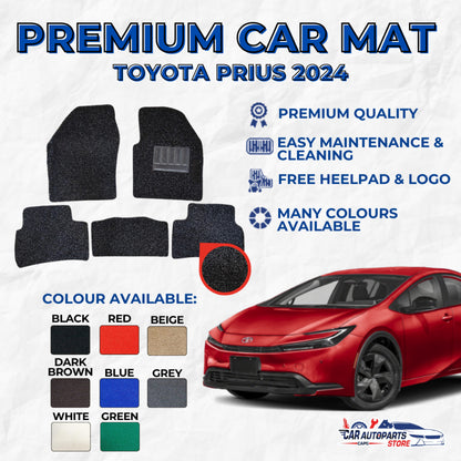 TOYOTA PRIUS Premium Customized Single Color Coil Car Mats (3pcs) | Car Floor Mats / Carpets