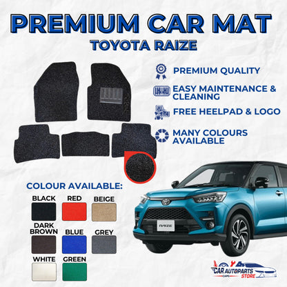TOYOTA RAIZE Premium Customized Coil Car Mats | Car Floor Mats / Carpet Carmat Set