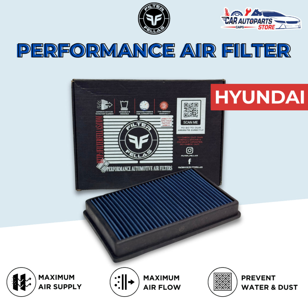 FELLAS Performance Air Filter for HYUNDAI / KIA | Drop In Air Filter / Open Pod Washable KIA