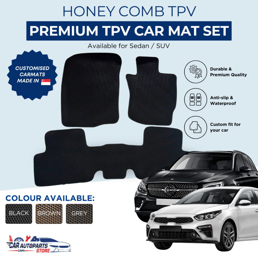 Customized TPV Honeycomb Car Mats Set | Waterproof Car Floor Mat / Anti-slip Durable Rubber Carpet