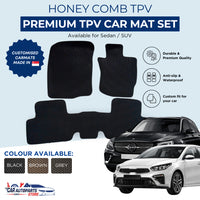 Customized TPV Honeycomb Car Mats Set | Waterproof Car Floor Mat / Anti-slip Durable Rubber Carpet