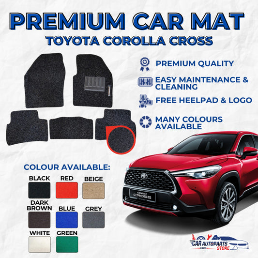 TOYOTA COROLLA CROSS Premium Customized Single Color Coil Car Mats (3pcs) | Car Floor Mats / Carpet