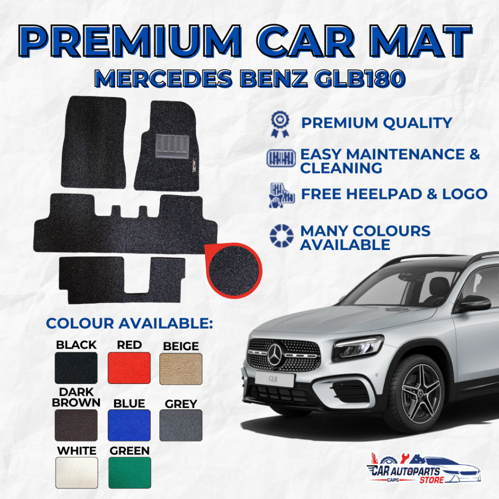 MERCEDES BENZ GLB180 Premium Customized Single Color Coil Car Mats (3pcs) | Car Floor Mats / Carpet