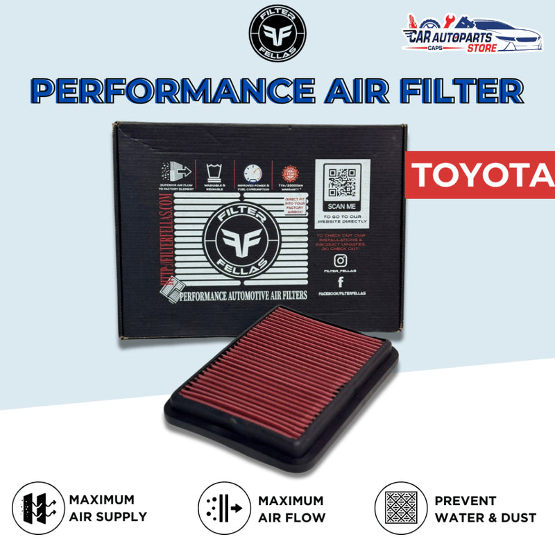 FELLAS Performance Air Filter for TOYOTA | Drop In Air Filter / Open Pod Washable