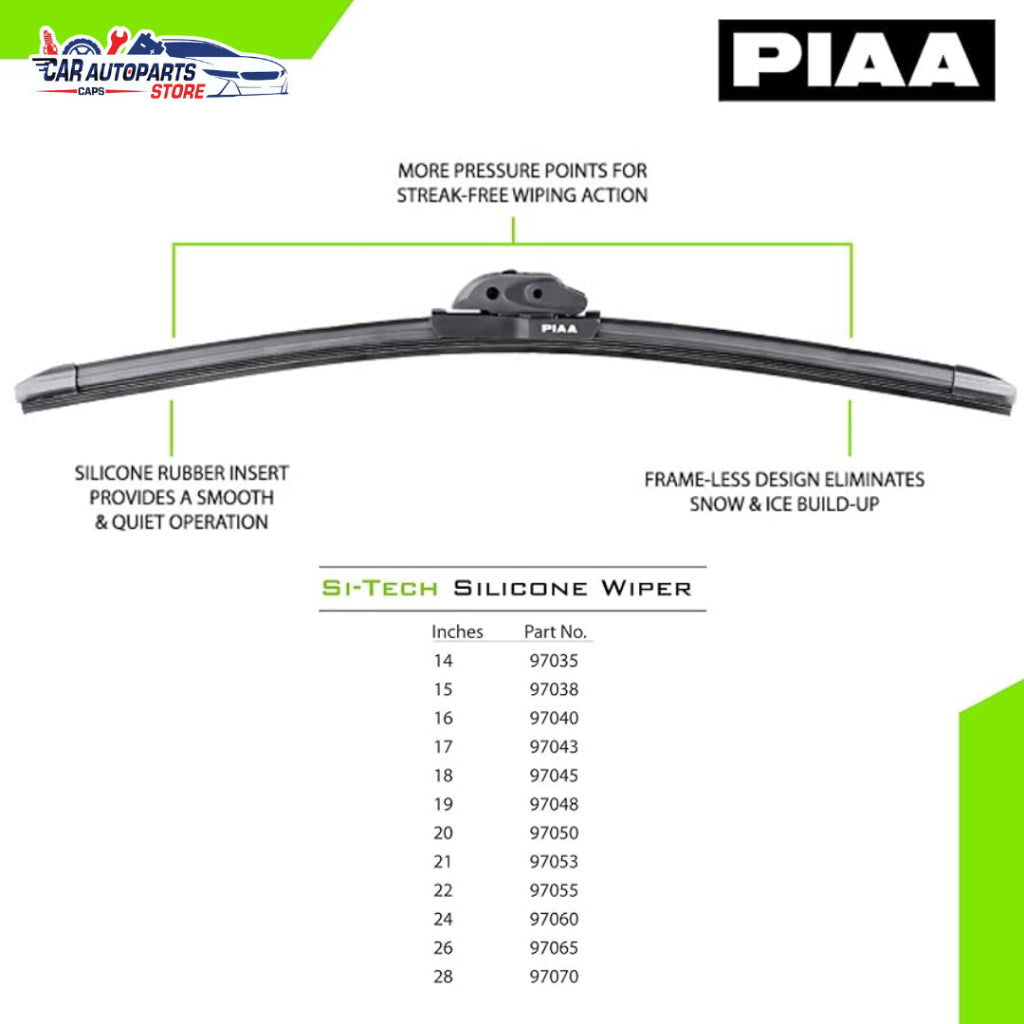 PIAA Silicone Flat Wiper Blade | Si-tech Premium Front Windscreen Car Wiper with Multi-Adaptors
