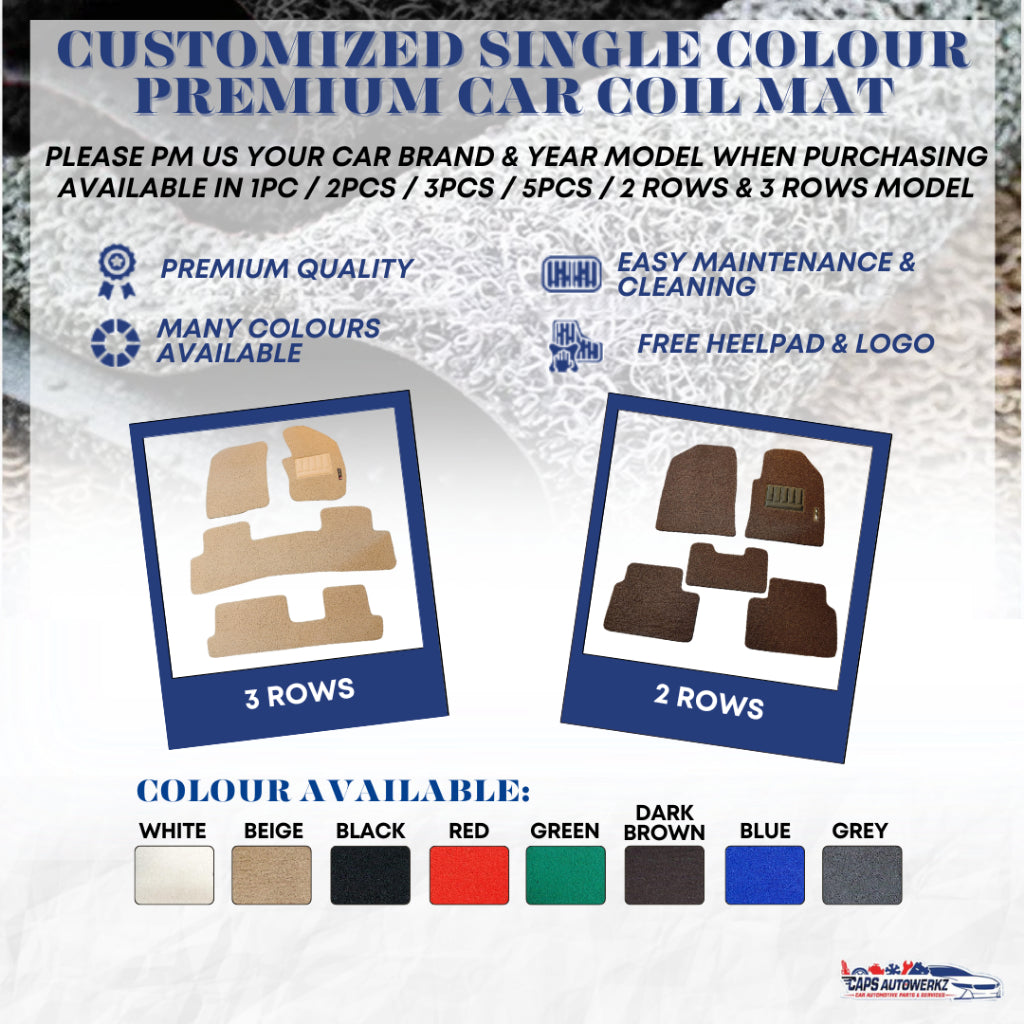 LEXUS RX300 Premium Customized Single Color Coil Car Mats | Floor Mats/Carpets Anti-slip Waterproof