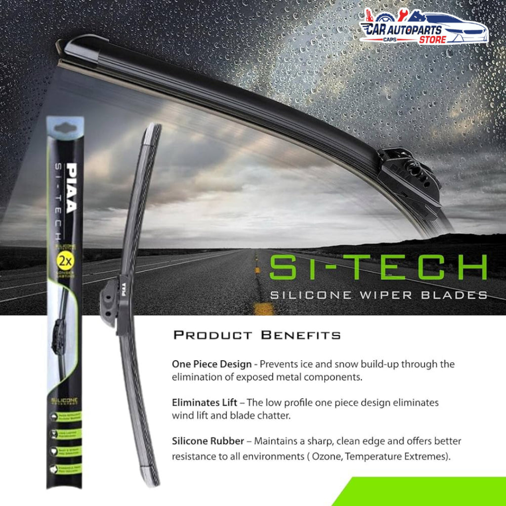 PIAA Silicone Flat Wiper Blade | Si-tech Premium Front Windscreen Car Wiper with Multi-Adaptors