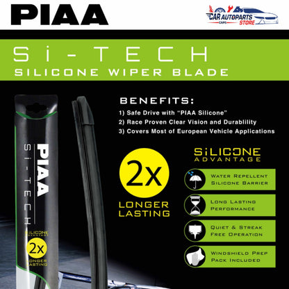 PIAA Silicone Flat Wiper Blade | Si-tech Premium Front Windscreen Car Wiper with Multi-Adaptors